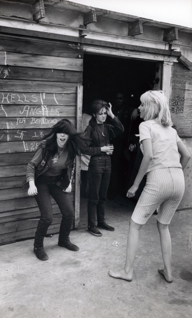 Black and White photograph of women in Hell's Angels