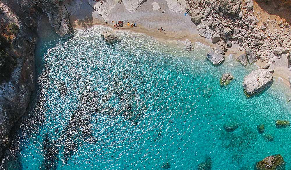 overhead view of beach
