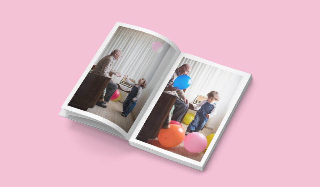 Grandpa and toddler pictures in grandparent memory book