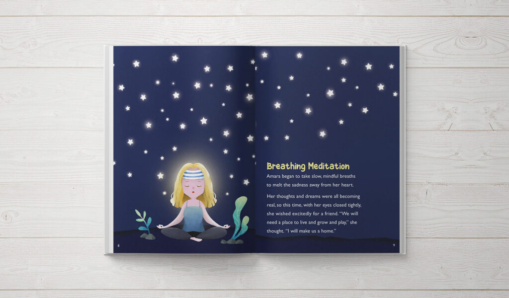 Amara's Yoga Dreams book opened up on breathing meditation