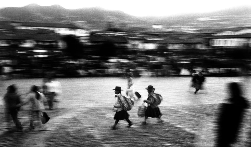 Black and white semi-blurry photograph taken with a film camera