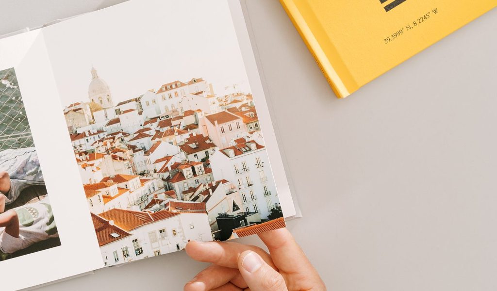 Closeup of a MdBy photo book of travel memories