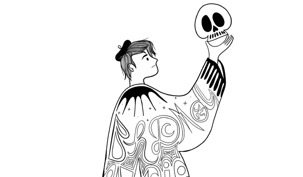 Carlos Lerma's illustration of a person holding a skull