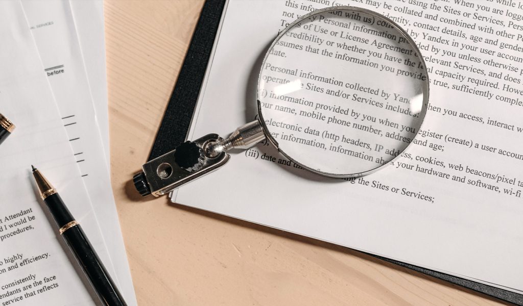 Magnifying glass laying on a book