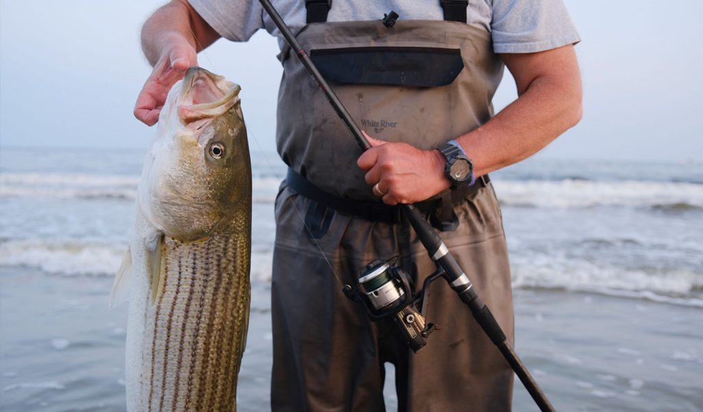 Snapshot of a fisherman holding a fish.