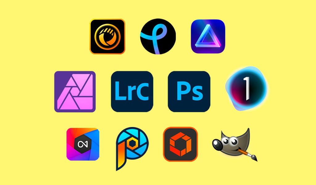 Ddisplay of logos showing different photo editing software applications