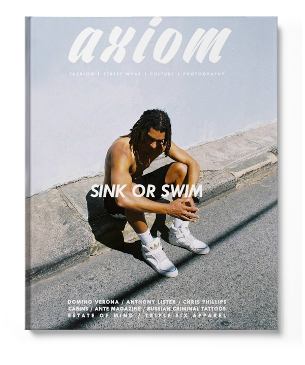 Front cover of self-published fashion publication, 'Axiom', by Lucy Stevens